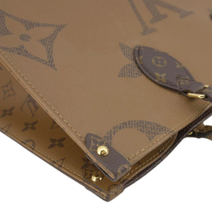 LOUIS VUITTON Onthego MM Giant Monogram Canvas Tote Shoulder Bag Brown