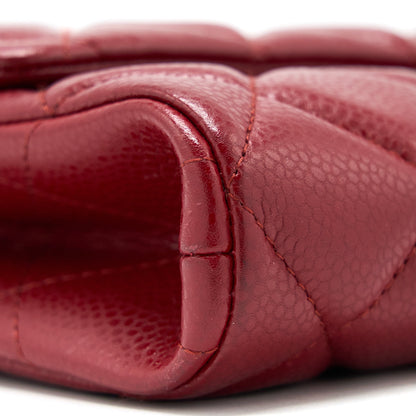 Chanel Classic Timeless Flap Clutch with Chain Caviar Red
