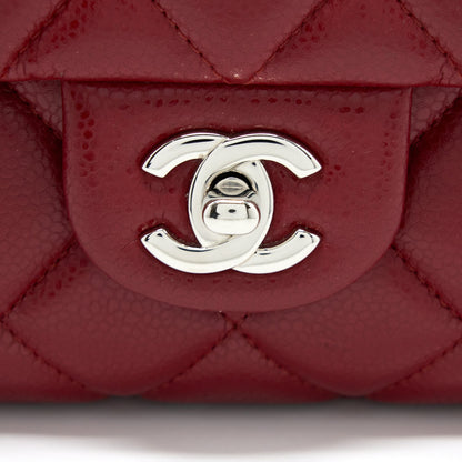 Chanel Classic Timeless Flap Clutch with Chain Caviar Red