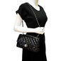 CHANEL Classic Medium Double Flap Patent Leather Shoulder Bag Black
