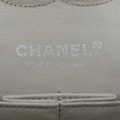 CHANEL Classic Medium Double Flap Quilted Leather Shoulder Bag Ivory