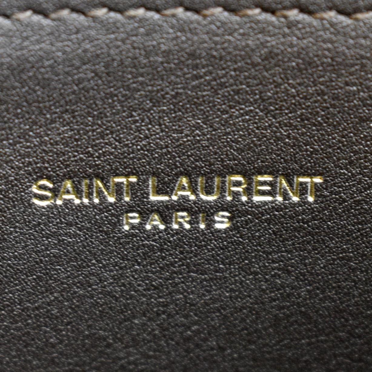 YVES SAINT LAURENT Cassandra Leopard Print Monogram Canvas Shoulder Bag Maroon