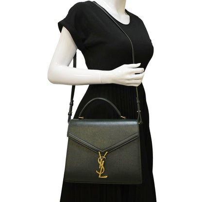 YVES SAINT LAURENT Cassandra Top Handle Leather Shoulder Bag Green