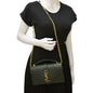YVES SAINT LAURENT Small Envelope Matelassé Leather Shoulder Bag Green