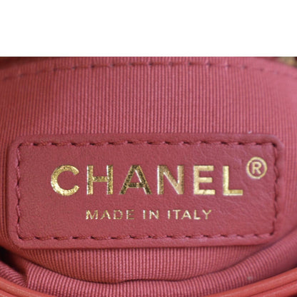 CHANEL Top Handle Quilted Leather Shoulder Bag Red