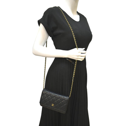 CHANEL Boy Woc Caviar Leather Wallet On Chain Clutch Bag Black