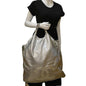 CHANEL Rodeo Drive Perforated Leather Shoulder Bag Metallic Silver
