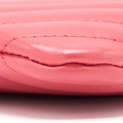 Chanel Chevron Clutch Lambskin Pink L