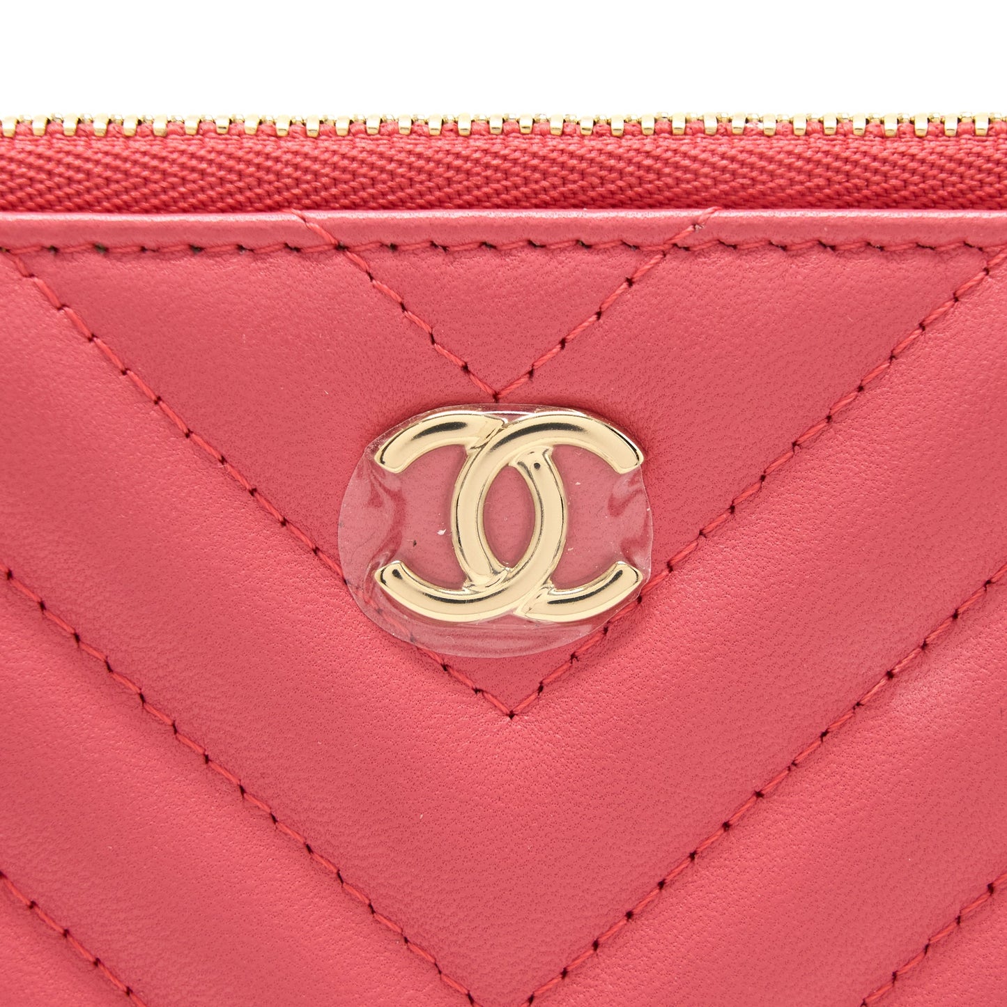 Chanel Chevron Clutch Lambskin Pink L