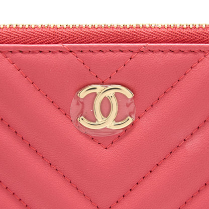 Chanel Chevron Clutch Lambskin Pink L