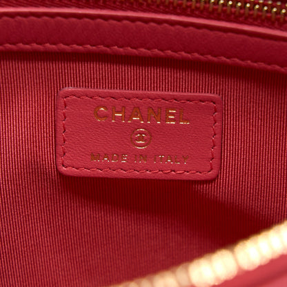 Chanel Chevron Clutch Lambskin Pink L
