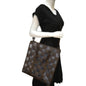 LOUIS VUITTON Sac Plat Chess PVC Monogram Coated Canvas Tote Shoulder Bag Brown