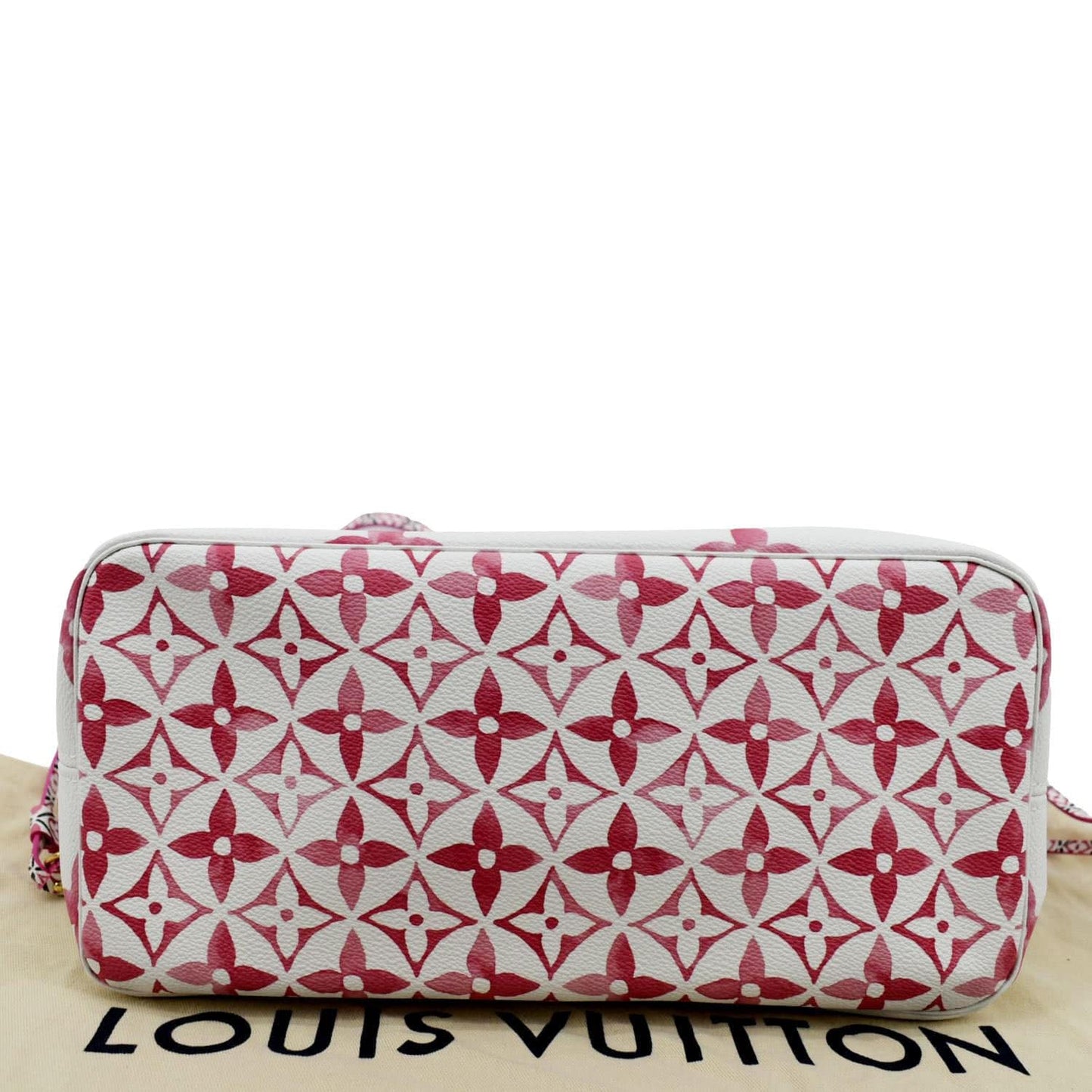 LOUIS VUITTON Giant Rose Neverfull MM Monogram Canvas Shoulder Bag White