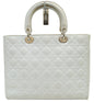 CHRISTIAN DIOR White Lambskin Leather Large Lady Dior Shoulder Bag