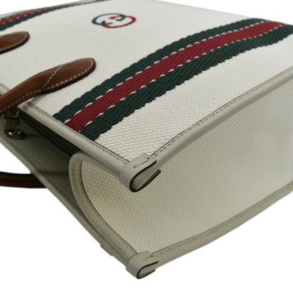 GUCCI GG Interlocking Canvas Web Shoulder Bag White 701733