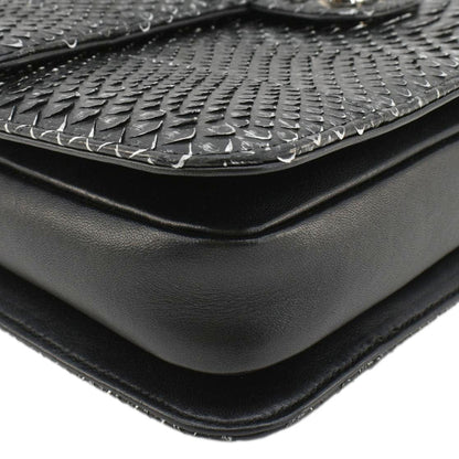 CHANEL Perfect Edge Large Flap Snakeskin Shoulder Bag Black
