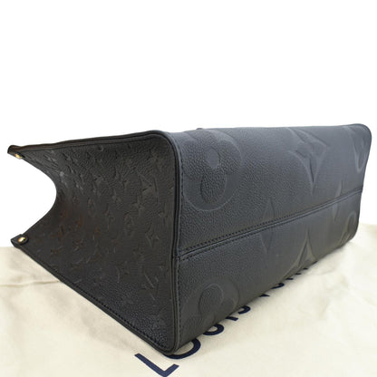 LOUIS VUITTON Onthego MM Giant Monogram Empreinte Leather Tote Shoulder Bag Black