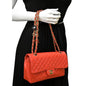 CHANEL Valentines Classic Flap Quilted Patent Leather Shoulder Bag Red