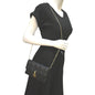 CHRISTIAN DIOR Lady Dior Leather Shoulder Chain Wallet Black