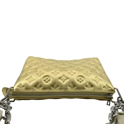 LOUIS VUITTON Coussin PM Monogram Embossed Leather Shoulder Bag Gold