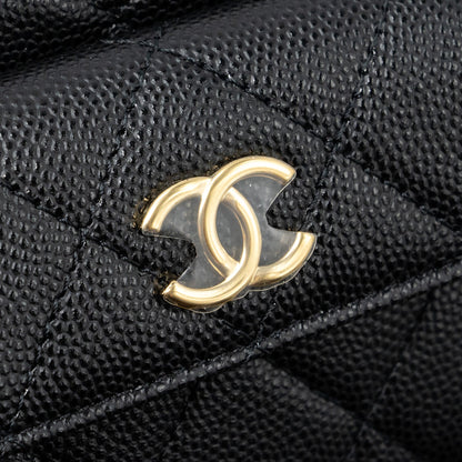 Chanel 23B round clutch caviar black  (microchip)