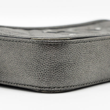 Chanel CC Filigree Double Zip Clutch with Chain Caviar Grey