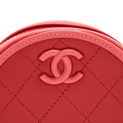 Chanel Round Crossbody Clutch Lambskin Red/Pink