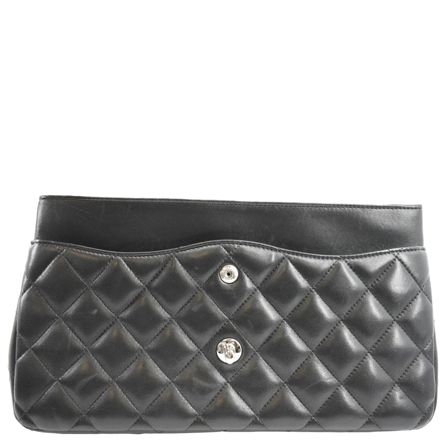CHANEL Classic Medium Double Flap Quilted Lambskin Leather Shoulder Bag Black