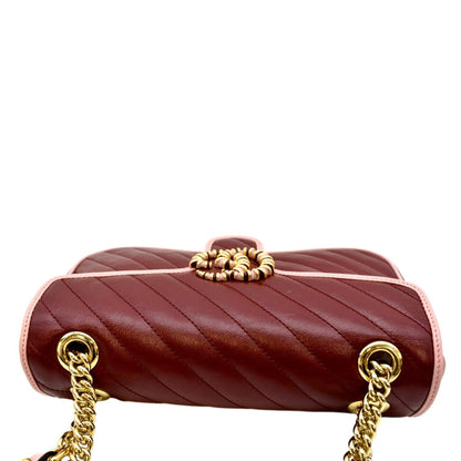 GUCCI GG Marmont Matelasse Leather Shoulder Bag Red 443497