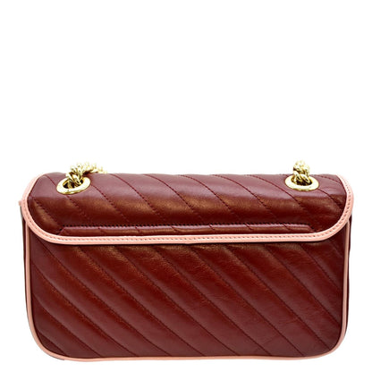 GUCCI GG Marmont Matelasse Leather Shoulder Bag Red 443497