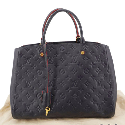 LOUIS VUITTON Montaigne GM Empreinte Leather Shoulder Bag Navy Blue