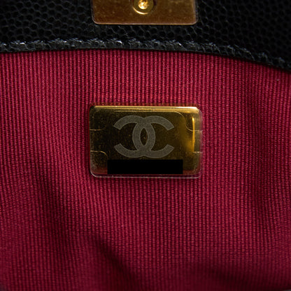 Chanel 22A Twist Your Buttons Hobo Shoulder Bag Caviar Black