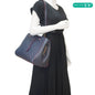 LOUIS VUITTON Montaigne GM Empreinte Leather Shoulder Bag Navy Blue