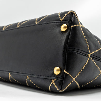 Chanel vintage quilted zip shoulder bag calfskin black