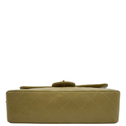 CHANEL Classic Double Flap Leather Shoulder Bag Beige