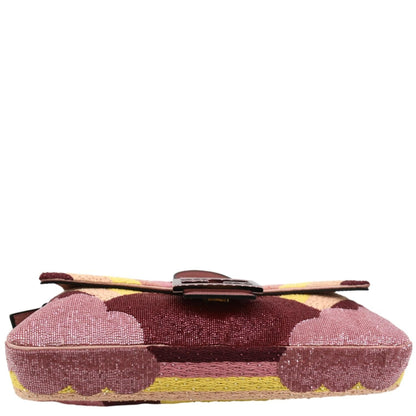 FENDI Baguette 1997 Satin Leather Shoulder Satchel Bag Multicolor