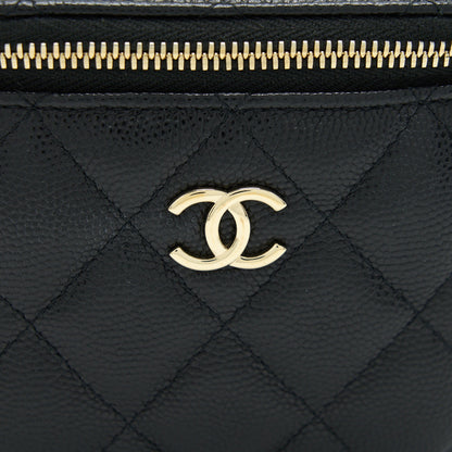 Chanel small Vanity Clutch with Chain with CC Pearl Caviar Black L