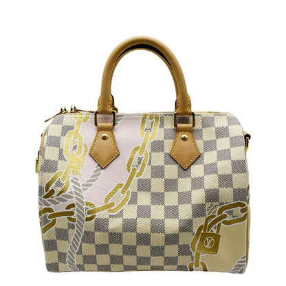 LOUIS VUITTON Nautical Speedy 25 Bandouliere Damier Azur Shoulder Bag White