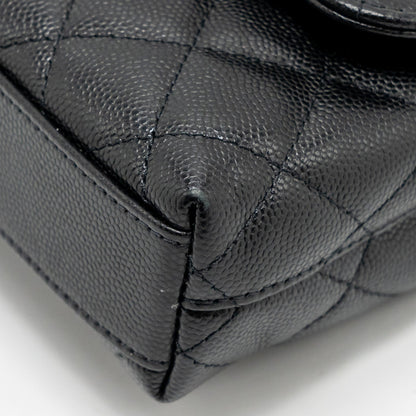 Chanel Coco Handle Clutch with Chain Caviar Black L (Microchip)