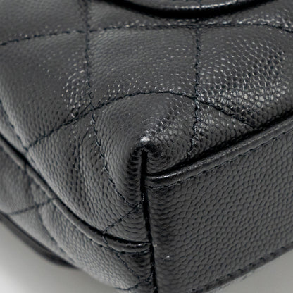Chanel Coco Handle Clutch with Chain Caviar Black L (Microchip)