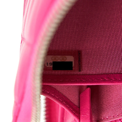 Chanel Quilted Zipper Clutch Lambskin Pink