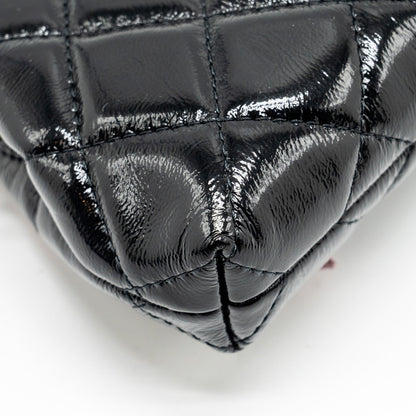 Chanel 24a Bowknot Clutch with Chain Patent Crumpled Lambskin/Shiny Lambskin Black/Pink  (Microchip)