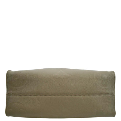 LOUIS VUITTON Onthego MM Giant Monogram Empreinte Leather Tote Shoulder Bag Tourterelle Beige