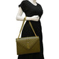 YVES SAINT LAURENT Large Envelope Flap Matelasse Leather Shoulder Bag Khaki Green