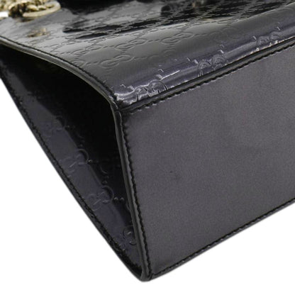 GUCCI Emily Large Guccissima Patent Leather Shoulder Bag Dark Violet 295403