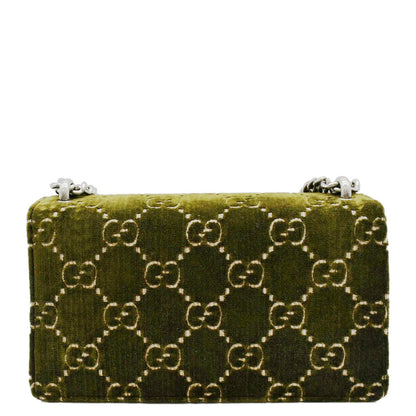 GUCCI Dionysus Small GG Velvet Shoulder Bag Olive 499623