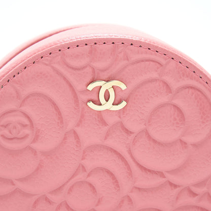 Chanel Camellia Round Clutch With Chain Pink L