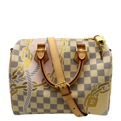 LOUIS VUITTON Nautical Speedy 25 Bandouliere Damier Azur Shoulder Bag White