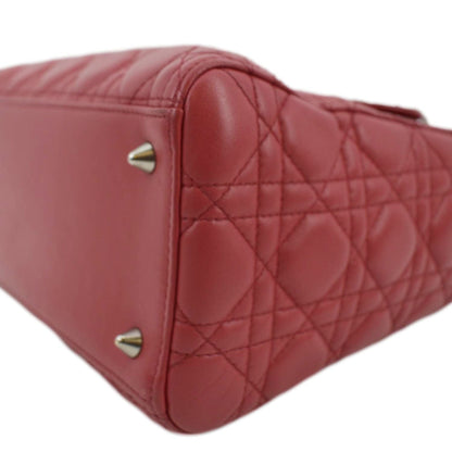 CHRISTIAN DIOR Lady Dior Cannage Lambskin Shoulder Bag Pink
