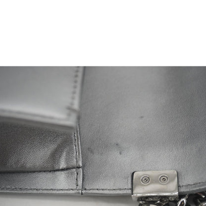 CHANEL Boy Flap Tweed Bag Shoulder Bag Silver